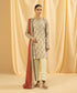 Women's Eid Off White Printed Lawn Unstitched Shirt Dupatta